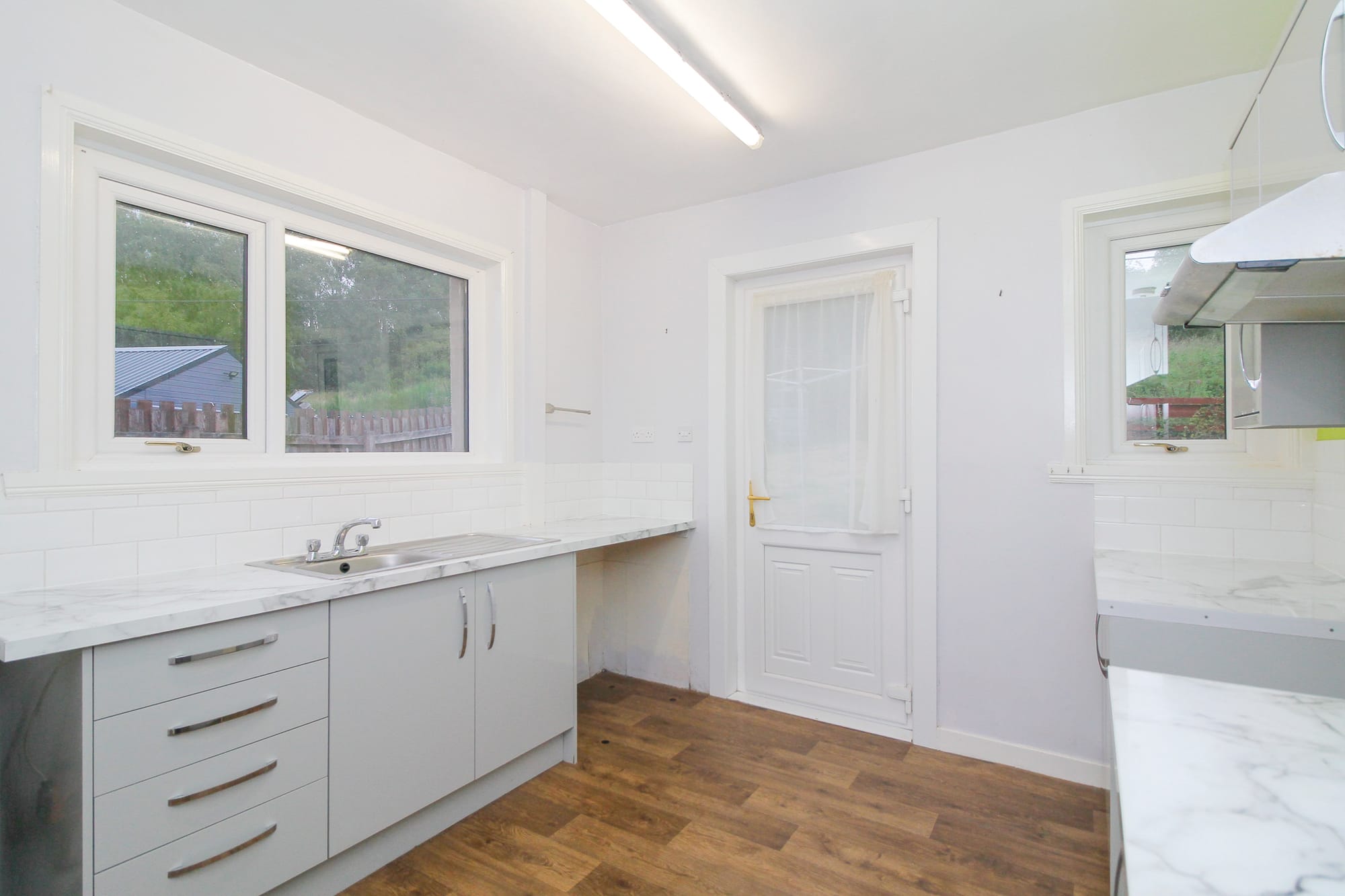 Kitchen worktop and back door