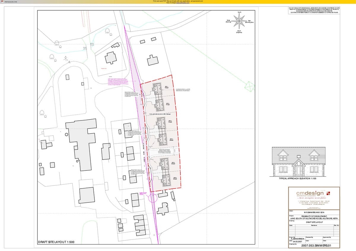 Floor plan of Plot B at Aultmore, Site plan