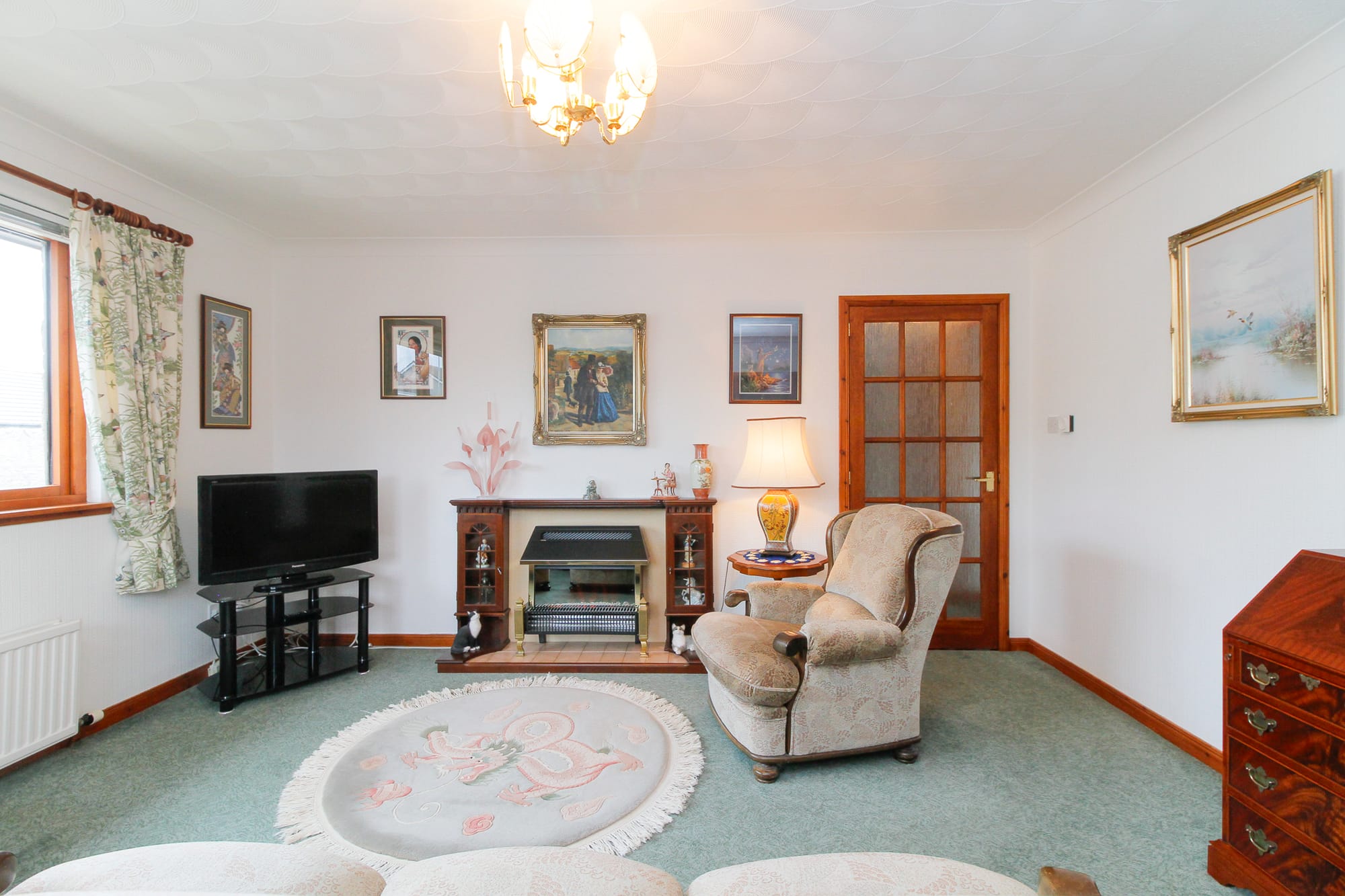 Living room and fireplace
