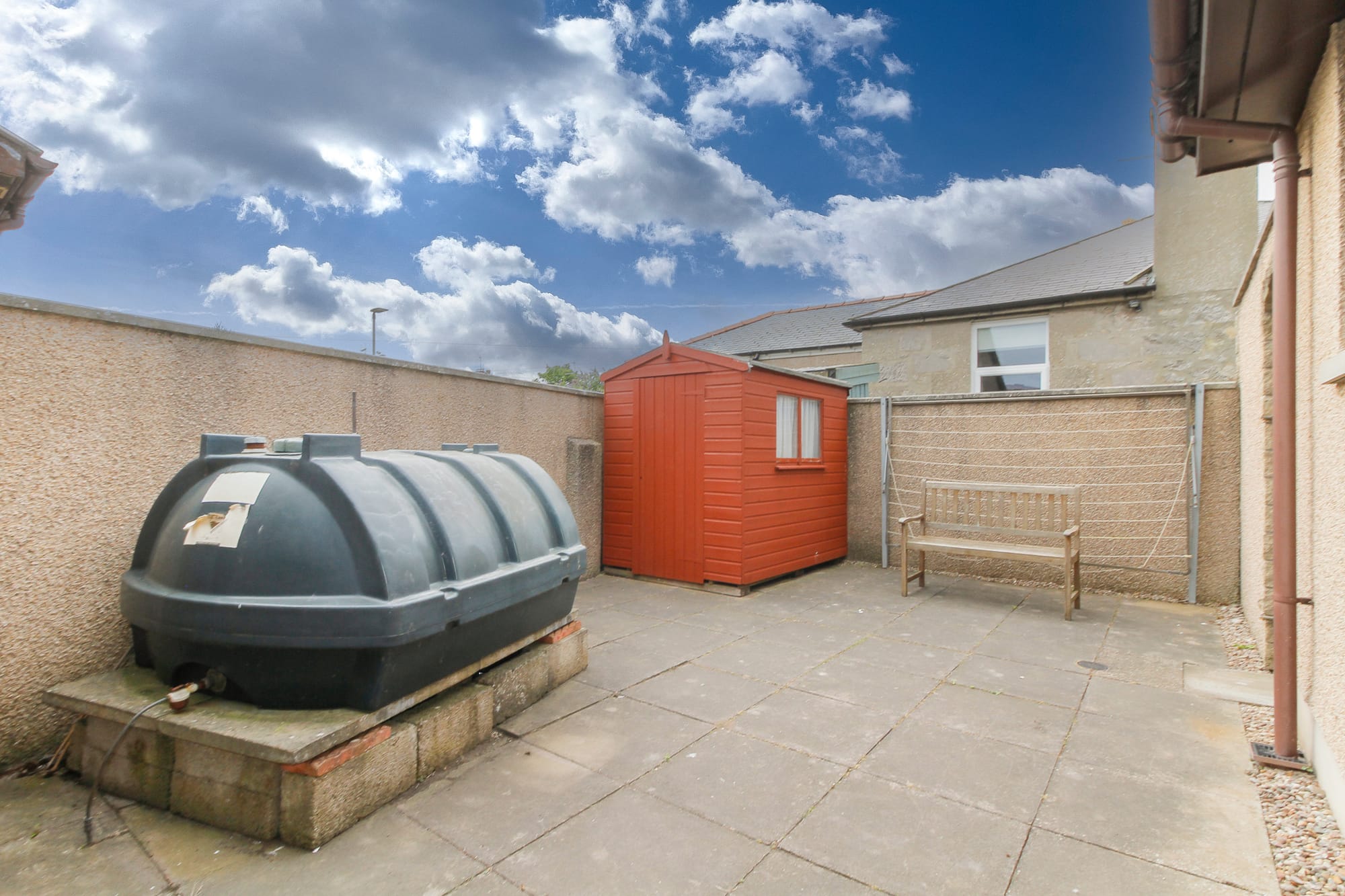 Enclosed rear patio and garden shed