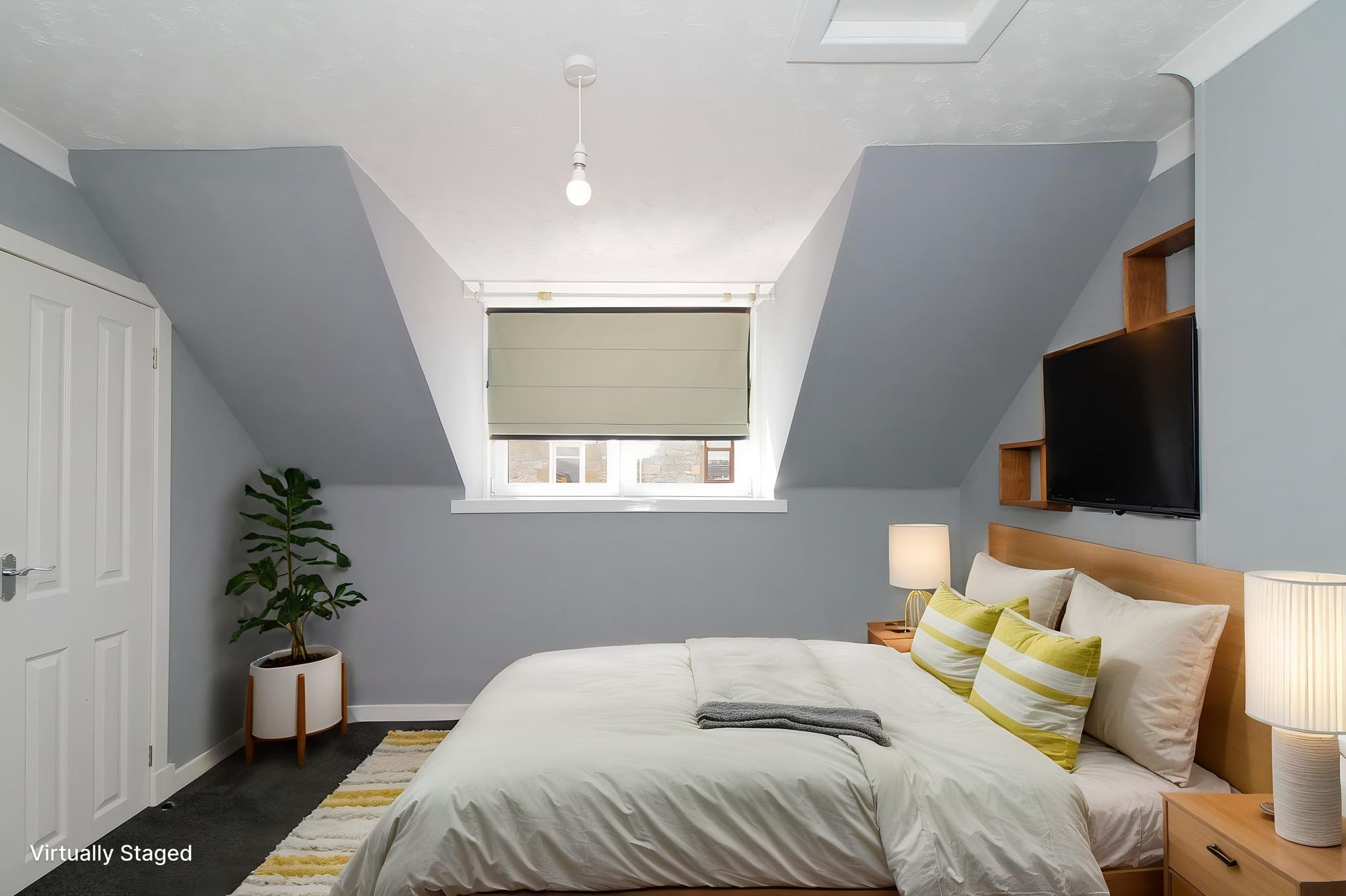 Bedroom 1, virtually staged as a bedroom — second view