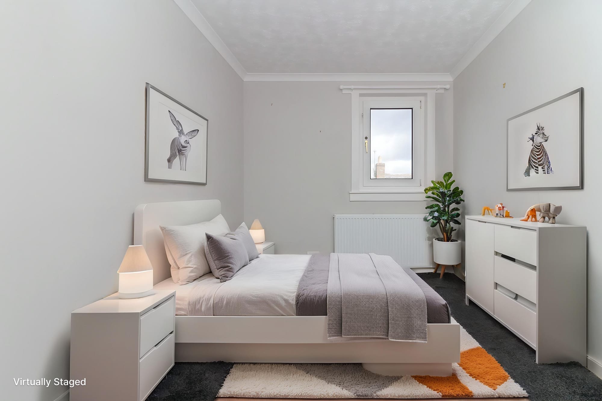 Bedroom 2, virtually staged as a children’s room — second view