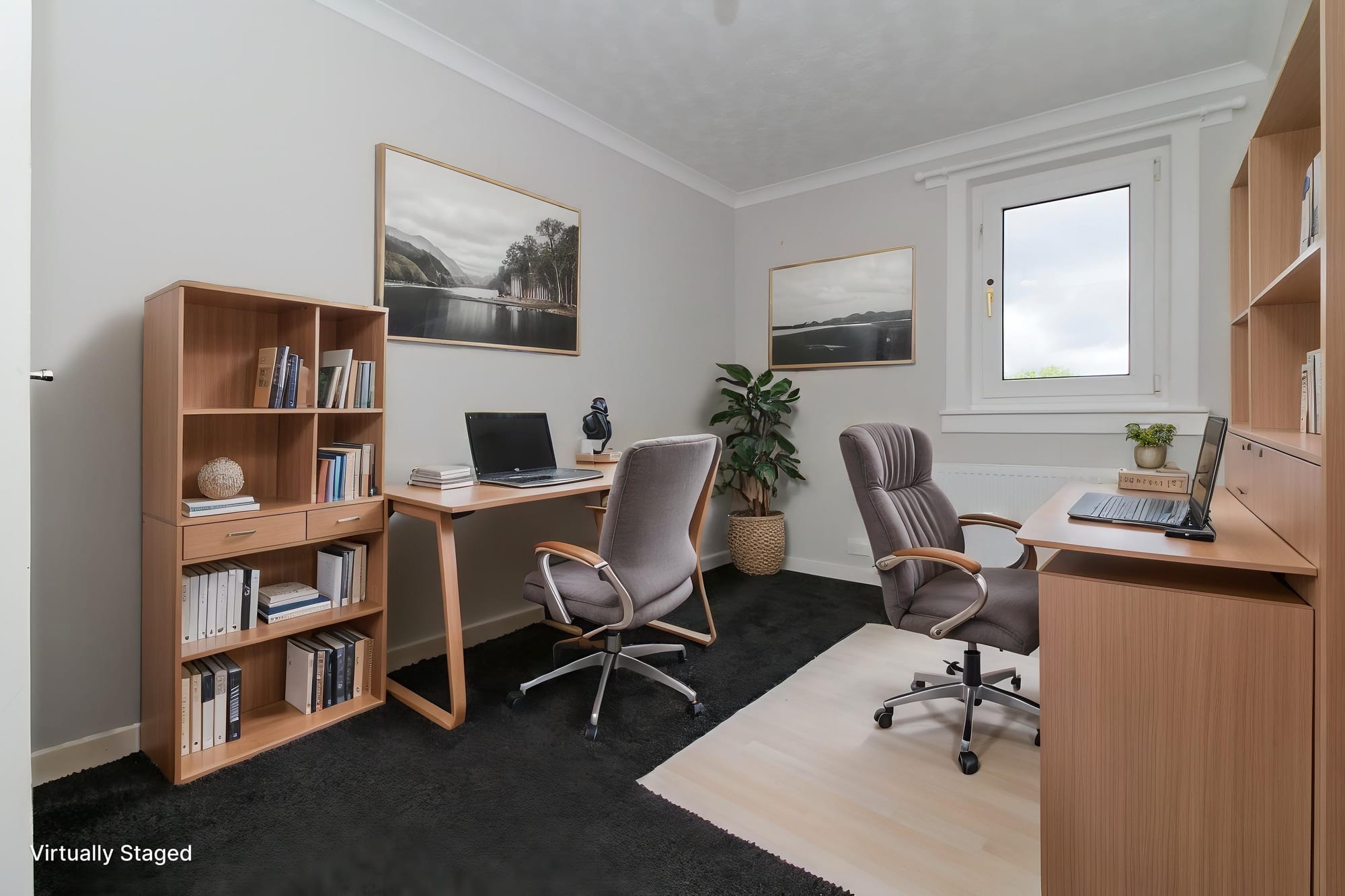 Bedroom 2, virtually staged as an office / study