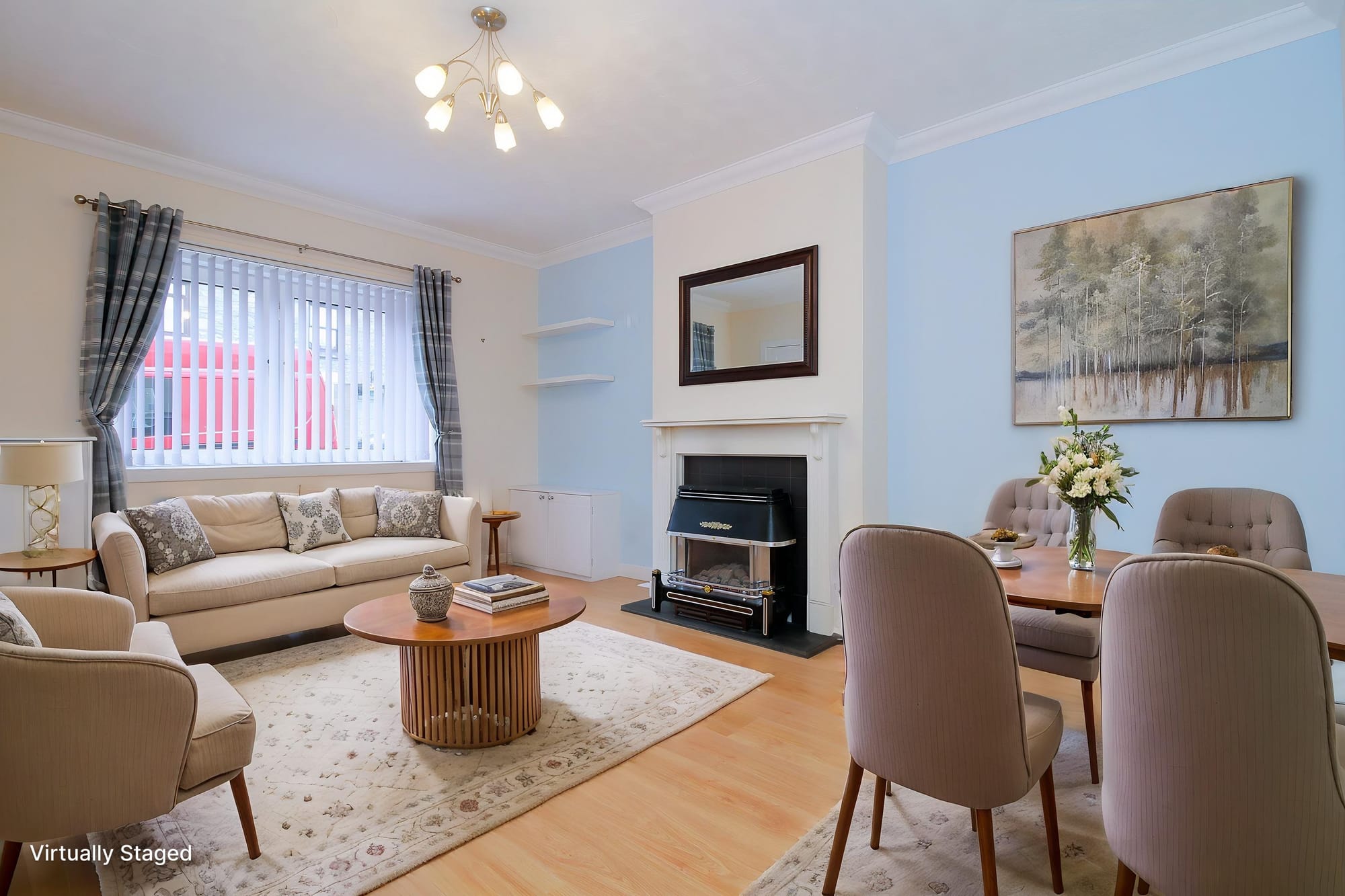 Living room, virtually staged — third view