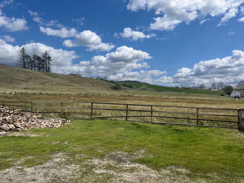 The view over the fields from the garden