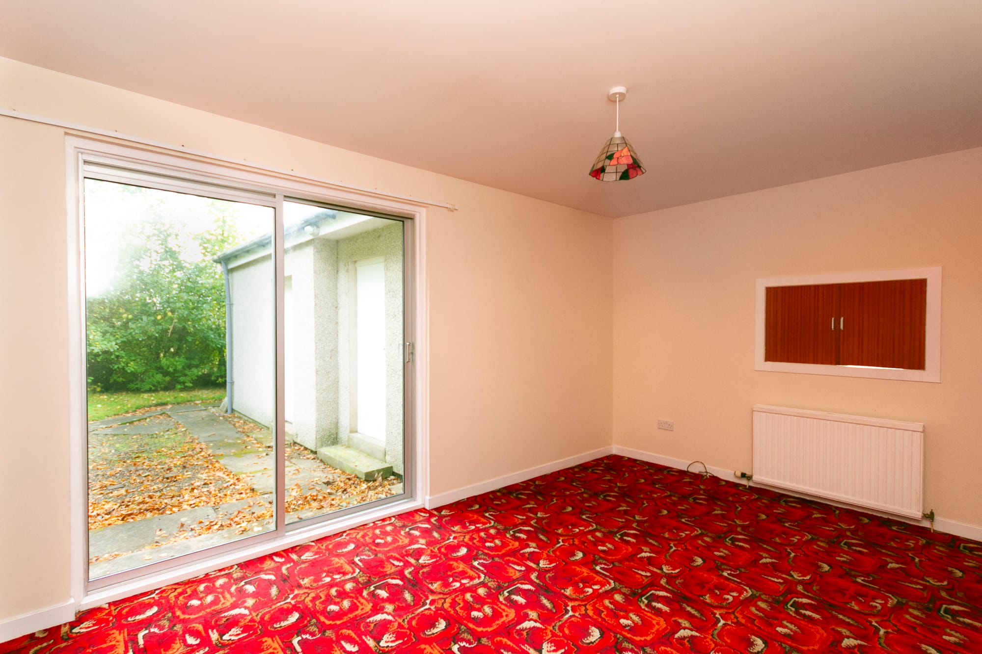 The sliding glass doors to the garden
