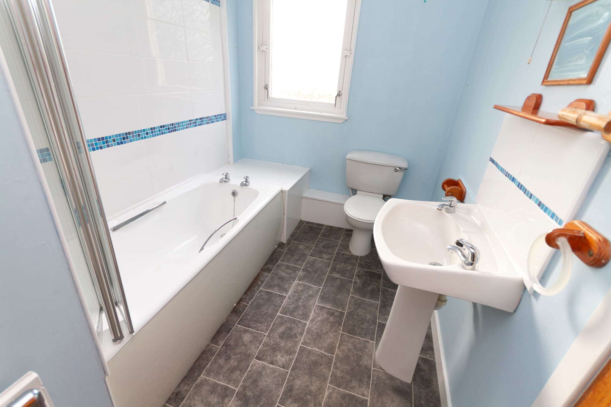 The family bathroom with bath, WC and basin