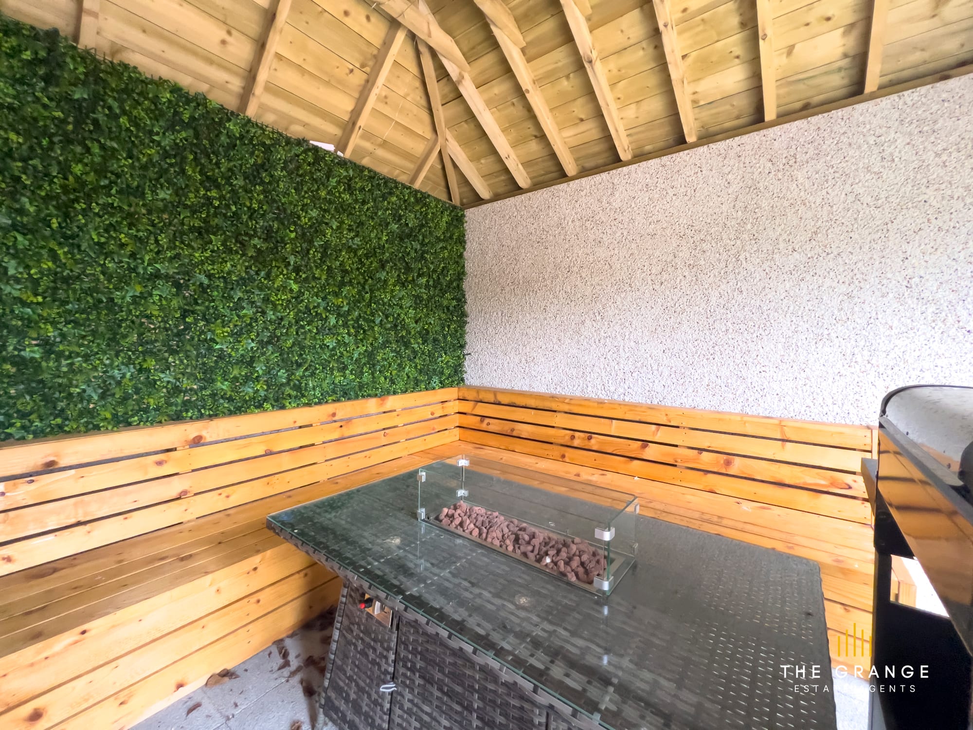 Covered garden seating area