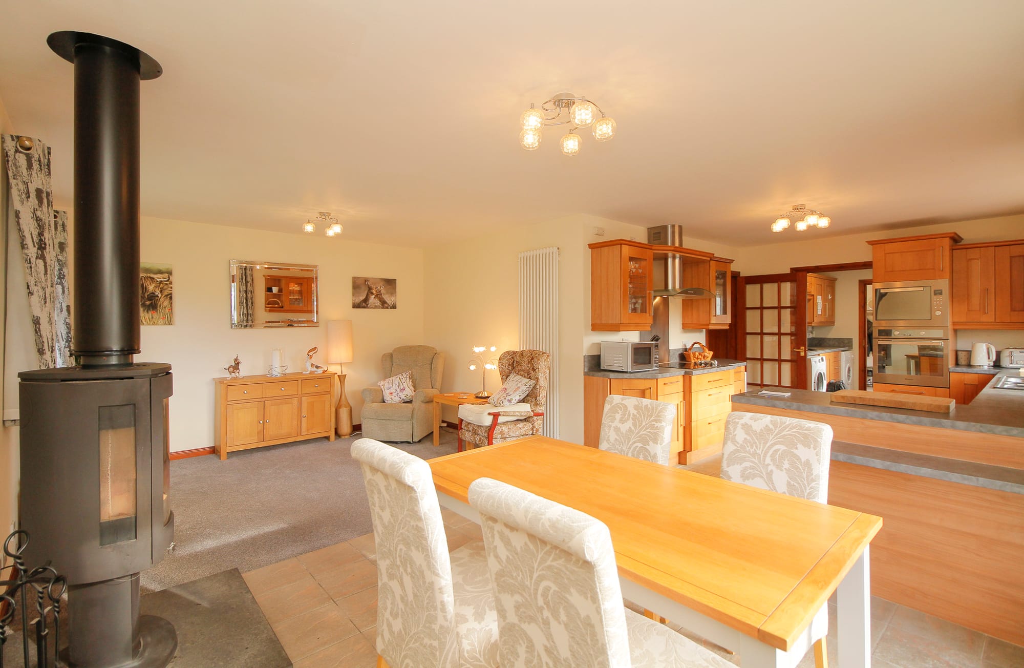 Open-plan kitchen and dining