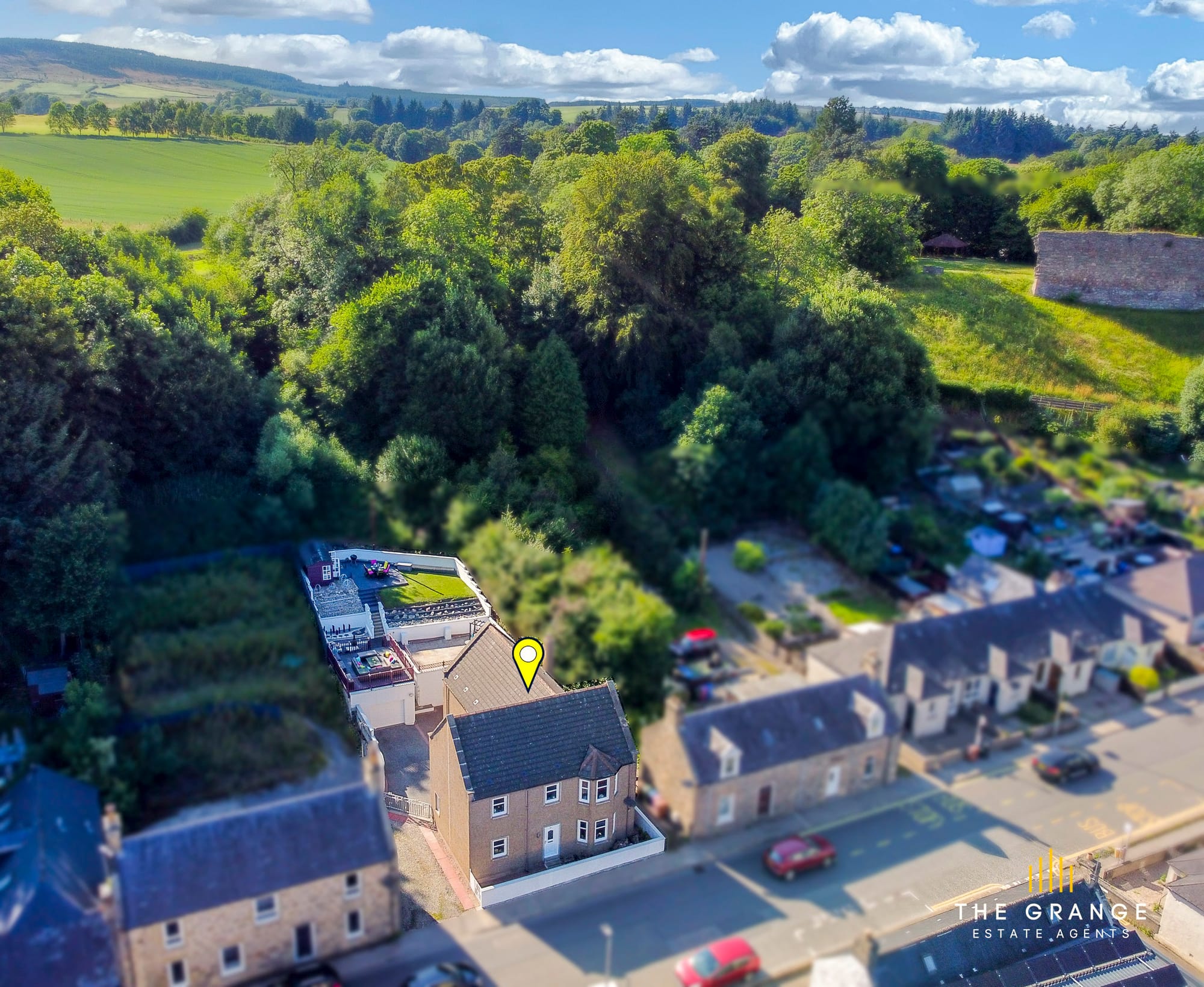 High Street, Rothes — aerial over the house and garden