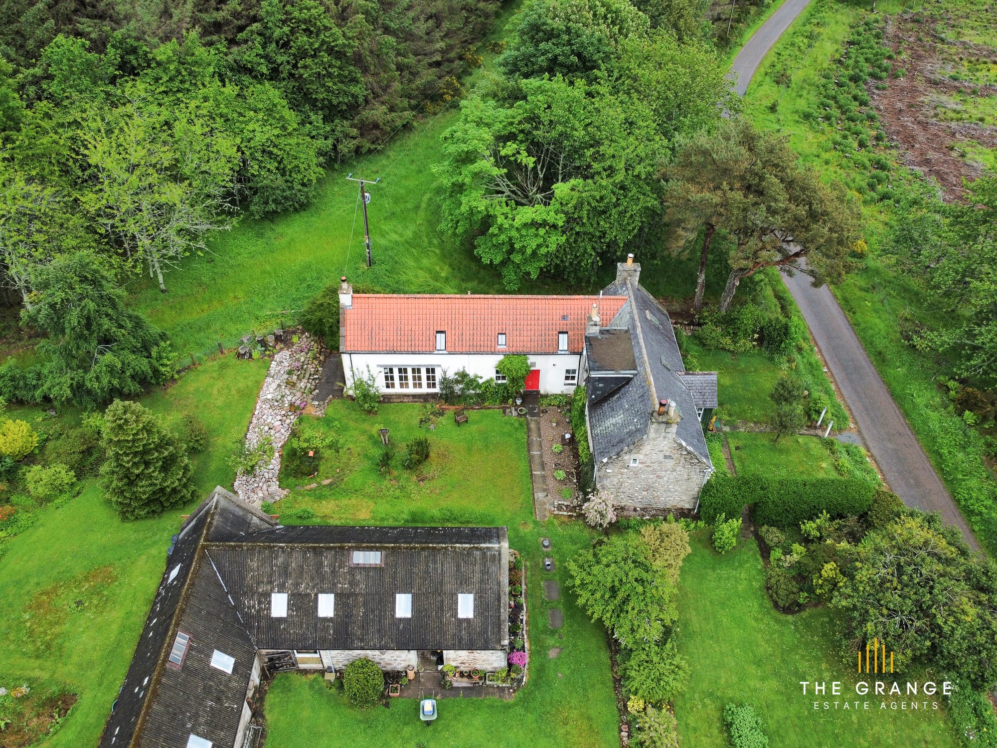 The cottage and steading from above