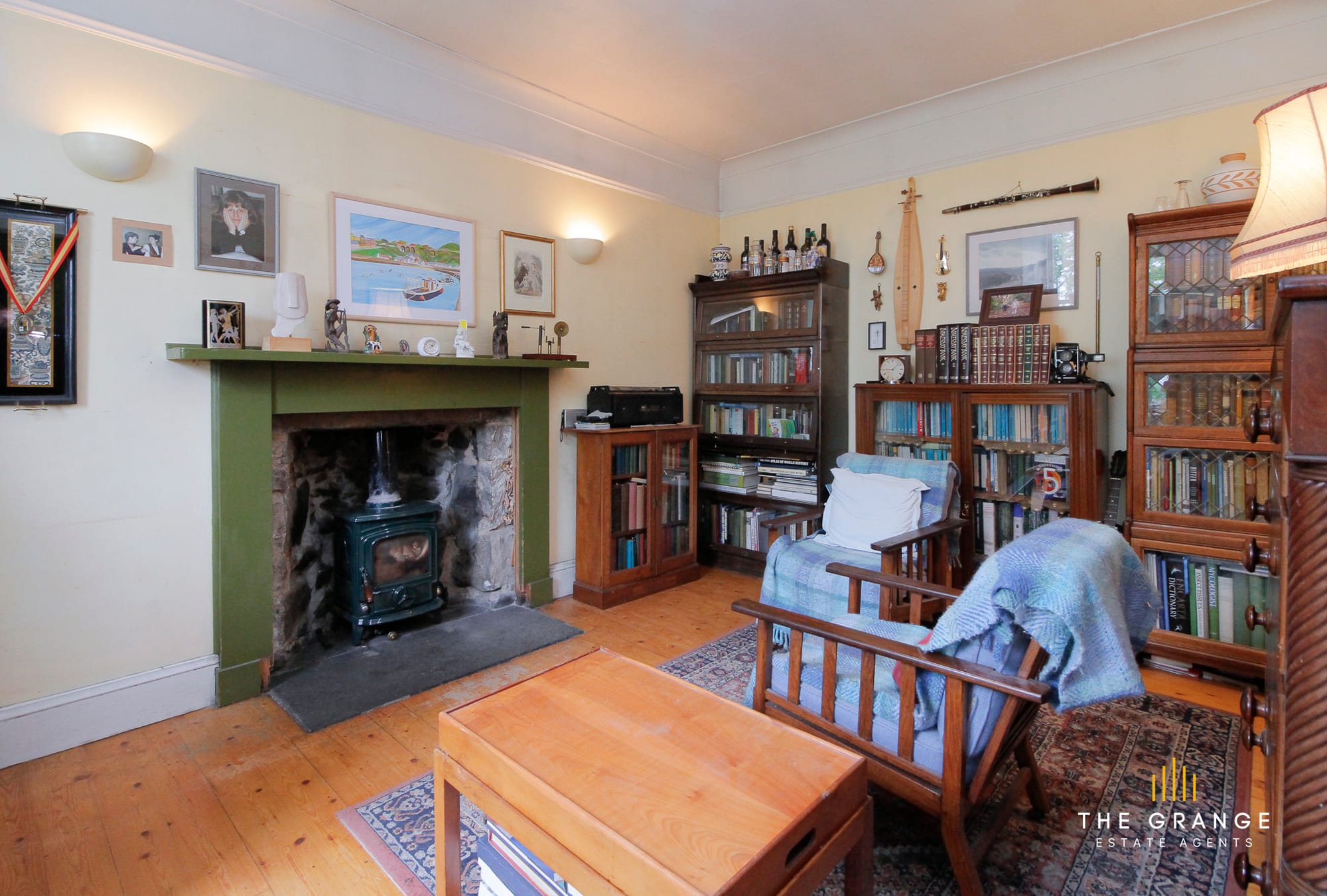 Sitting room with wood burner