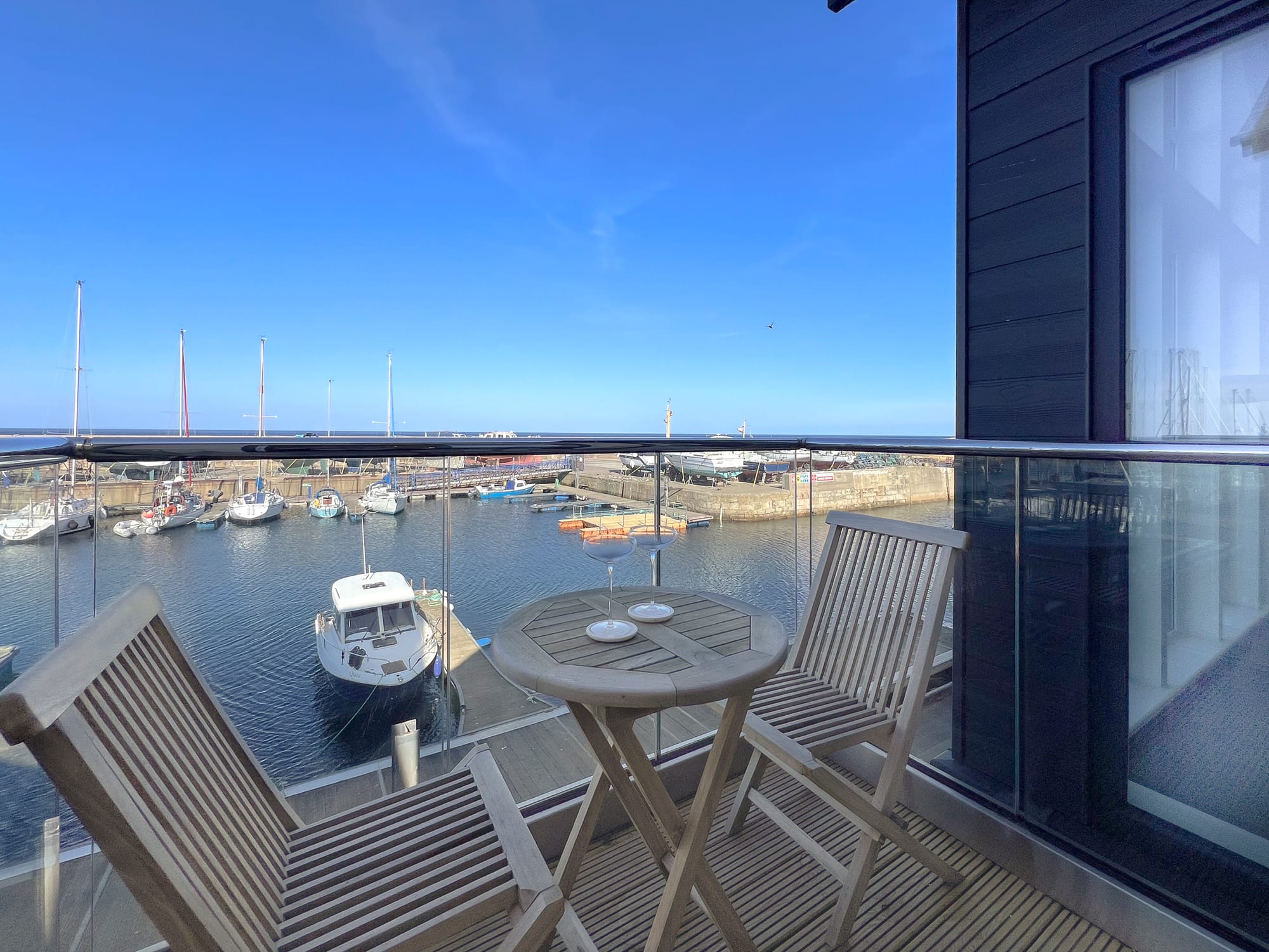 Balcony overlooking the marina