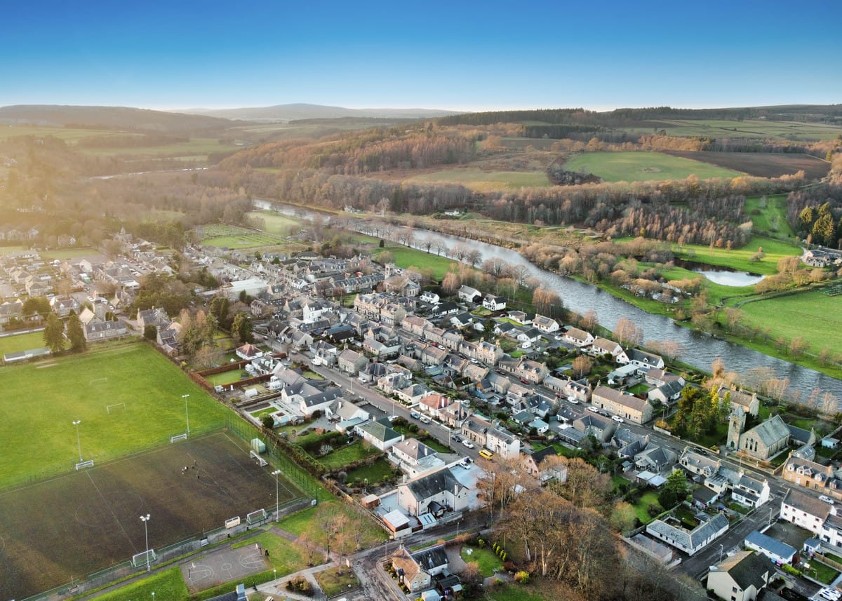Aerial view of the property