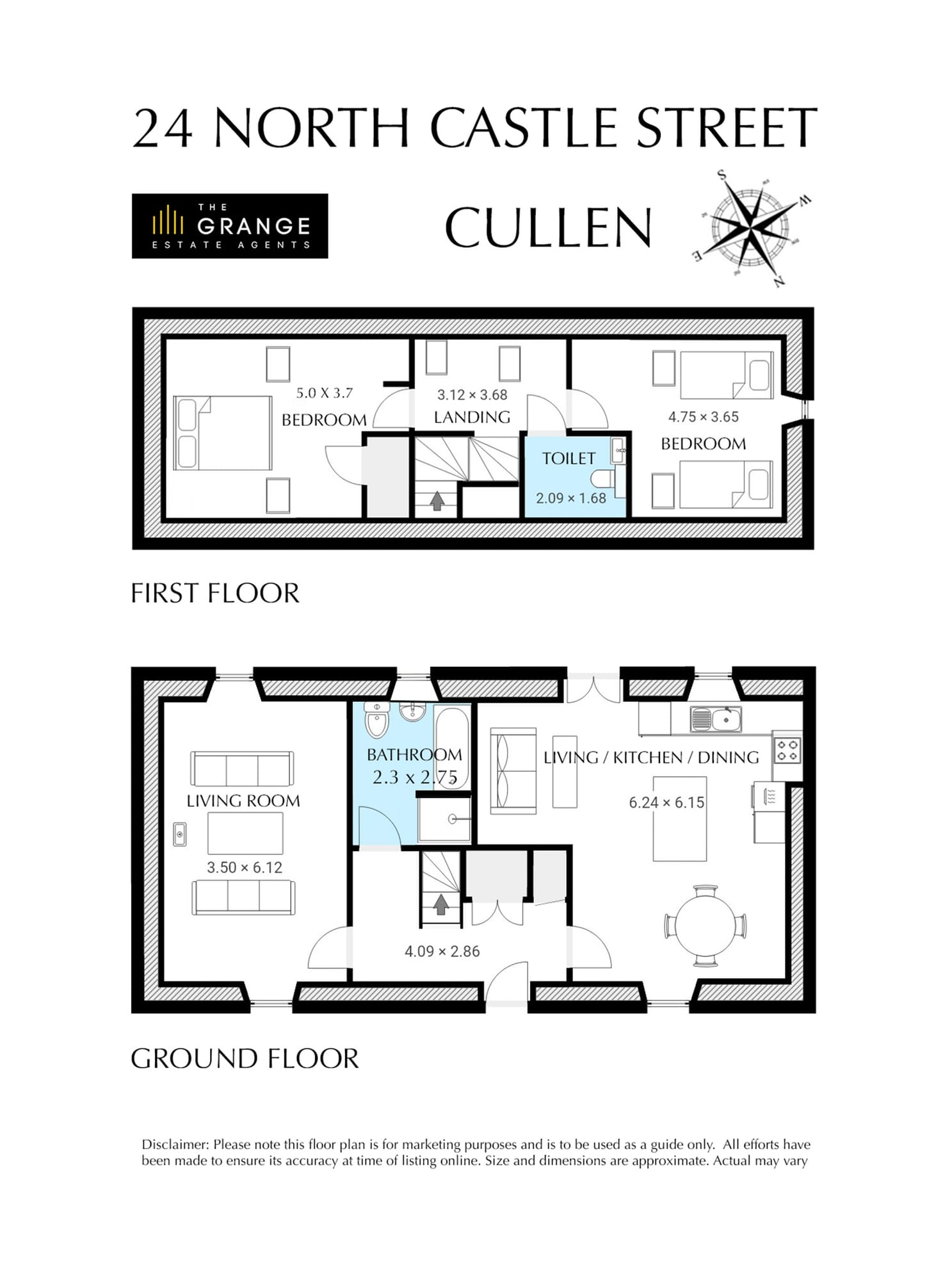 Floor plan of North Castle Street, Ground & first floor