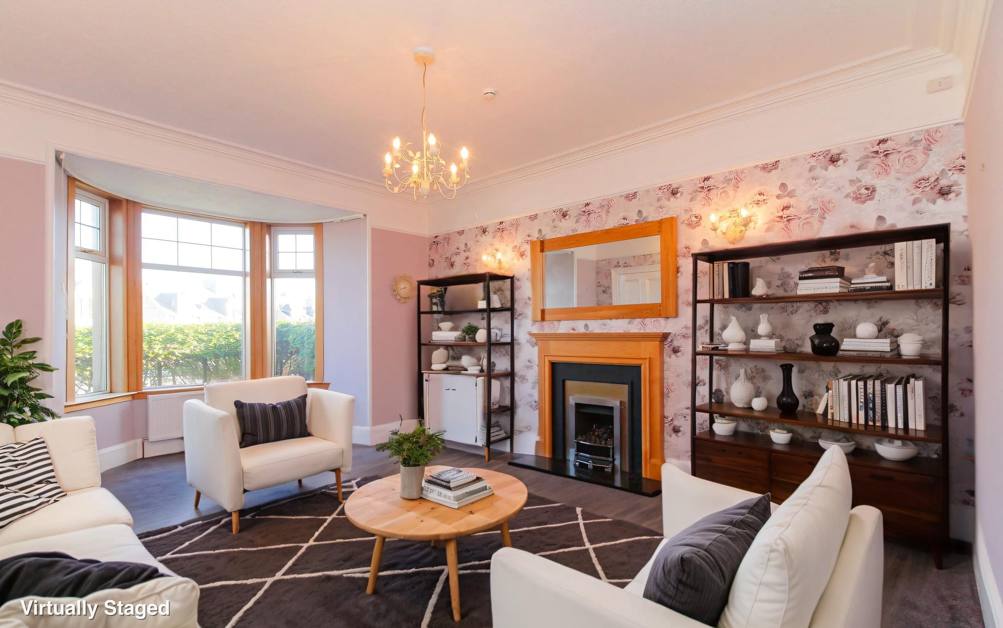 Sitting room, virtually staged