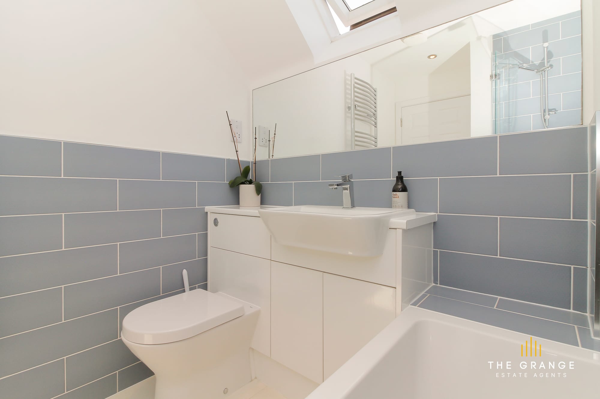 Family bathroom, basin and mirror