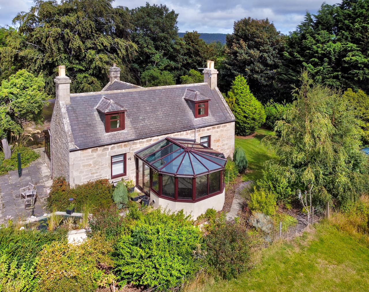 The house and conservatory from the air