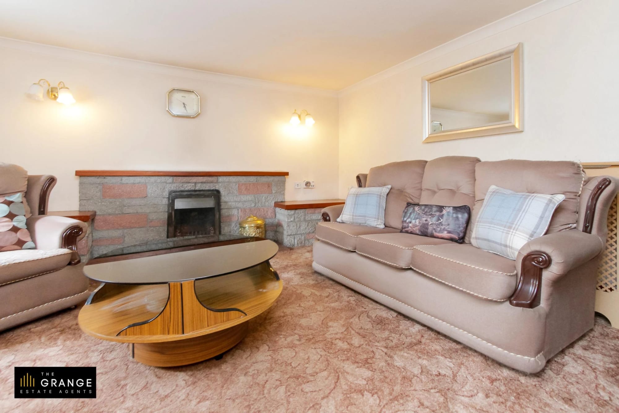 Living room with feature fireplace